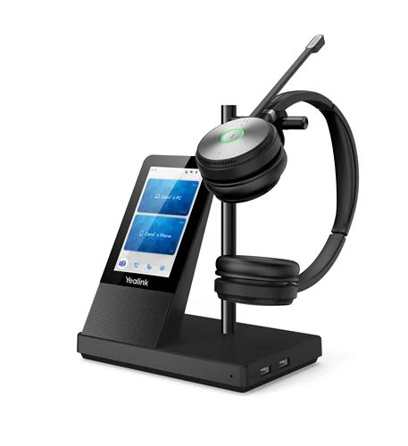 Yealink WH66 wireless over-ear headset with touchscreen base